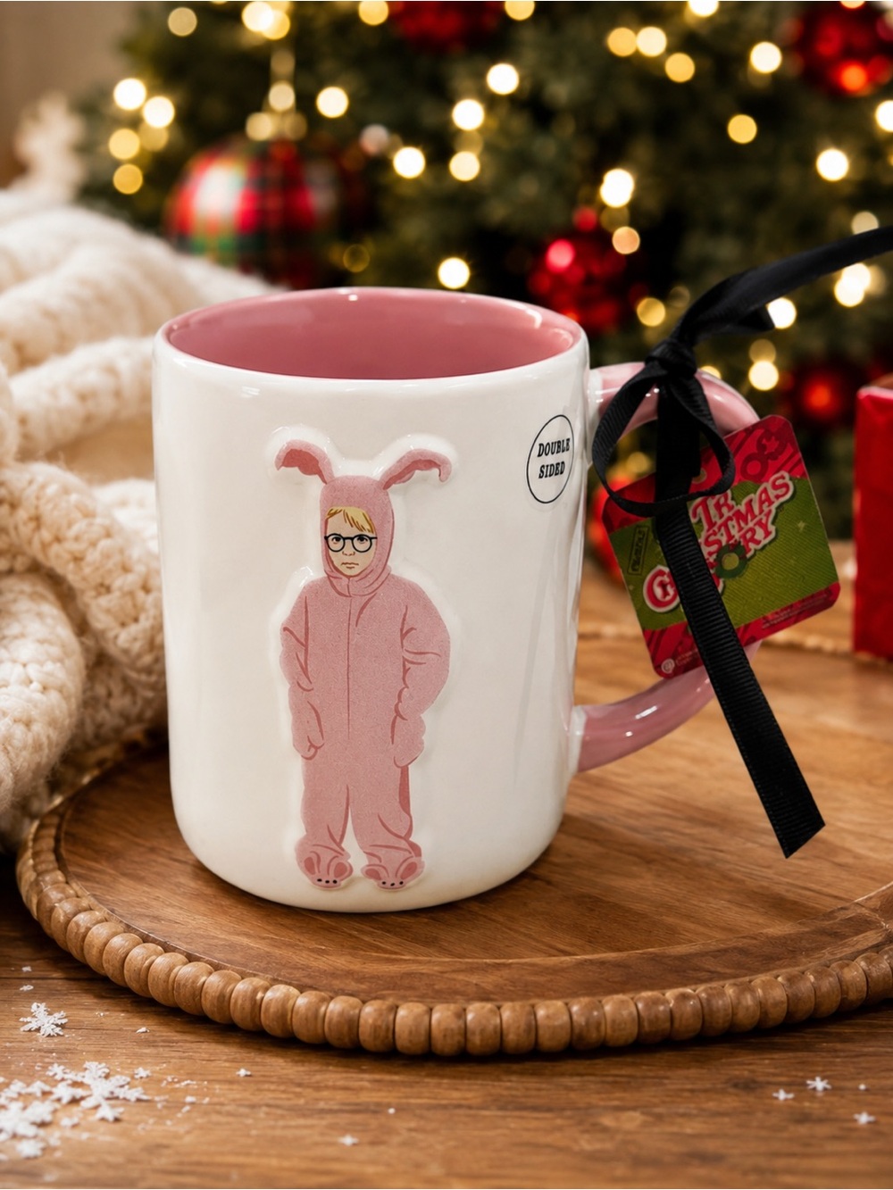 NWT Rae Dunn A Christmas Story Mug‎ Ralphie Pink Bunny Outfit Pajamas Nightmare